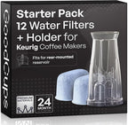 Water Filter Holder and 12 Water Filters for Keurig K-Compact, K-Duo Hot & Iced, K-Duo, K-Duo Essentials, K-Latte - for Use in All Keurig Brewers with Water Reservoir Shorter than 8” Tall