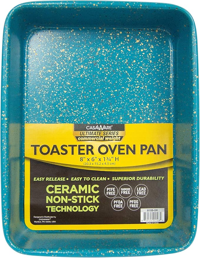casaWare 8 x 6 x 1.75-Inch Toaster Oven Ultimate Series Commercial Weight Ceramic Non-Stick Coating Pan (Blue Granite)