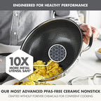 GreenPan Spectra 12" Wok Pan with Lid, Hybrid Tri-Ply Stainless Steel, PFAS-Free Ceramic Nonstick Textured Cooking Surface, Induction Cookware, Diswasher Safe, Oven & Broiler Temp to 850˚F