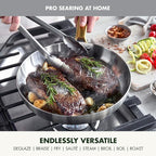 GreenPan Stainless Steel Tri-Ply Reserve 8” Frying Pan Skillet, Multiclad Cookware, Induction, Oven & Broiler Safe to 600°F, Heat Responsive Core, Dishwasher Safe, Gold Handle