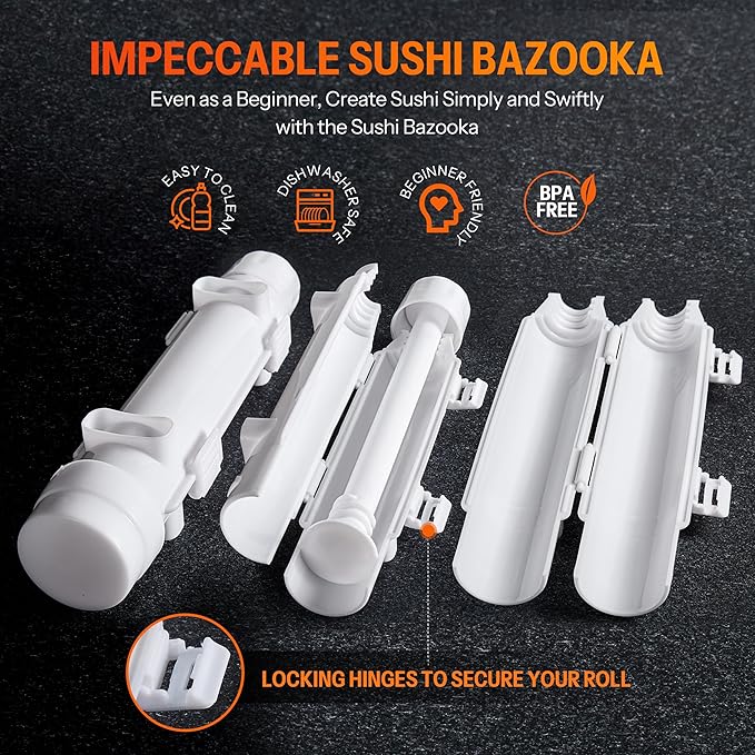 ISSEVE Sushi Making Kit, 25 in 1 Sushi Bazooka Maker with Sushi Molds, Bamboo Mat, Bamboo Chopsticks, Sushi Knife,Nigiri Mold,Onigiri Mold,Musubi mold,DIY Sushi Roller Machine
