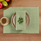 Solino Home Linen Cloth Placemats Set of 4-100% Pure Linen Chambray Olive Placemats 14 x 19 Inch for New Year - Athena