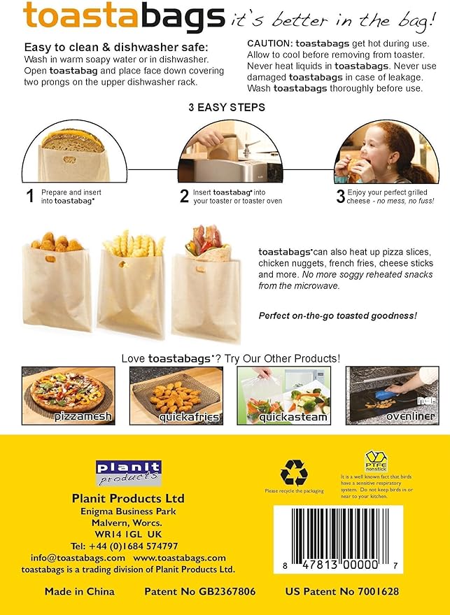 2 x Toastabags - Grilled Cheese Made Easy in Your Toaster. Up to 100 Times