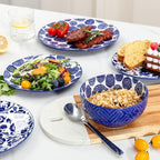 LEHAHA 12 Pieces Modern Porcelain Dinnerware Set，Service for 4, Ceramic Plates and Bowls Sets, Kitchen Dinner, Salad, Dessert Plate and Cereal Bowl Set, Ceramics Dishes Set, Blue and White