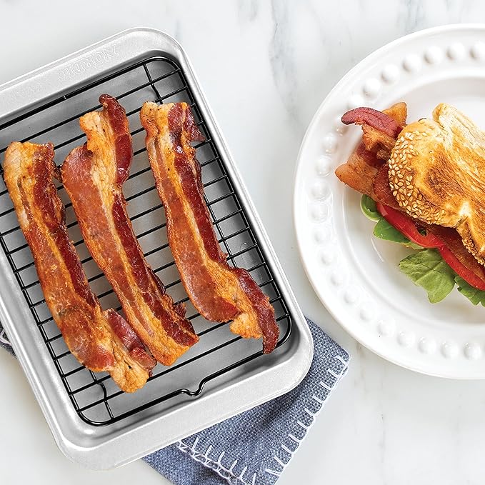 Nordic Ware Naturals 5 Piece Compact Pan Set, Toaster Oven, Counter Ovens, Air Fryer and Broiler Safe, Size for 1-2 Portions - Includes Rectangular Pan, Muffin Pan, Baking Sheet, Broiling Rack and Lid