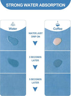 Dish Drying Mat for Kitchen Counter, 12"x19" Dish Drying Pad with Non-slip Rubber Backed, Hide Stain Anti Absorbent for Kitchen Counter, Drying Mat for Coffee Machine Dish Rack (Blue)