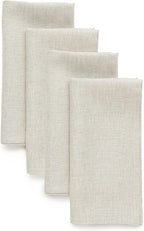 Solino Home Linen Cloth Napkins Set of 4-100% Pure Linen Light Natural Dinner Napkins 20 x 20 Inch for New Year - Athena, Handcrafted and Machine Washable