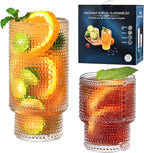 ISMASOAN Hobnail Drinking Glasses Set of 12, Stackable Glasses 12 oz and 7 oz, Bubble Glasses Drinking, Vintage Glassware, Beaded Glassware, Highball Glasses, Gift Box Set
