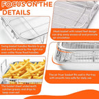15.6" X 11.6" Large Air Fryer Basket for Oven, Oven Air Fryer Basket and Tray Set With 30PCS Parchment Papers, Stainless Steel Air Fryer Pan and Crisper Tray for Frying Baking