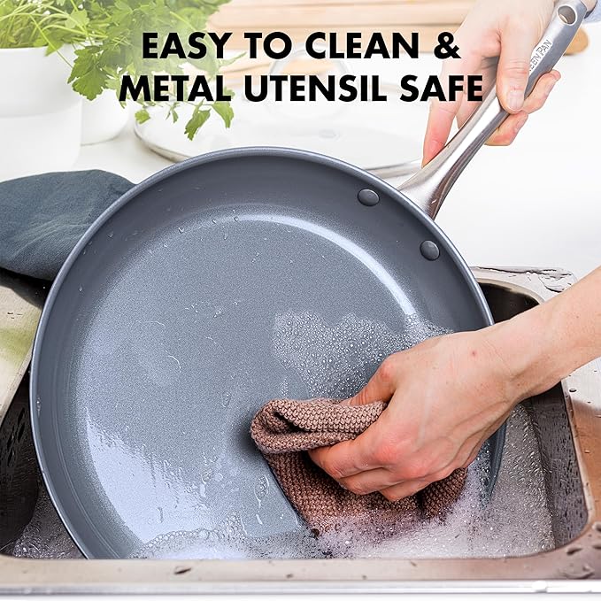 GreenPan Lima Hard Anodized Healthy Ceramic Nonstick 1QT and 2QT Saucepan Pot Set, PFAS-Free, Oven Safe, Gray