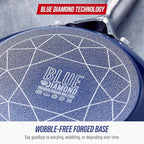 Blue Diamond 5QT Saute Pan with Lid, Non Toxic PFAS-Free Diamond Ceramic Nonstick, Dishwasher & Oven Safe, Metal Utensil Safe, Deep Jumbo Cooker Skillet with Helper Handle, Glass Lid, Blue
