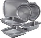 Circulon Total Nonstick Bakeware Set with Nonstick Cookie Sheet, Baking Pan and Bread Pan - 6 Piece, Gray