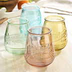 Wine Glasses Set Of 4 Assorted Colored Stemless Glasses 21 OZ. Original Mason Large Wine Cup, Red and White Wine Drinking Water Glasses. Juice, Cocktails, Smoothies, Vintage Bar | Large Wine Cup, Red and White Wine, Juice, Cocktails, Smoothies