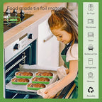 NPLUX 50 PACK Mini Cake Pans with Lids and Spoons, Rectangular Aluminum Foil Bread Pan, Mini Loaf Pans and Food Containers with Lids(Grass Green, 6.8oz)
