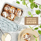 PLASTICPRO 50 Pack Aluminum Pans 6.5'' X 9" Disposable Pans with Covers Heavy Duty 2.25 lb Foil Pans for Baking and Cooking
