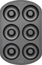 Wilton 6-Cavity Doughnut Baking Pan, Makes Individual Full-Sized 3 3/4" Donuts or Baked Treats, Non-Stick and Dishwasher Safe, Enjoy or Give as Gift, Metal (1 Pan)