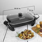 BLACK+DECKER Electric Skillet,Variable Temperature Control,Nonstick Cooking Surface,Dishwasher Safe,Tempered Glass Lid,12"x15",(Pack of 2)