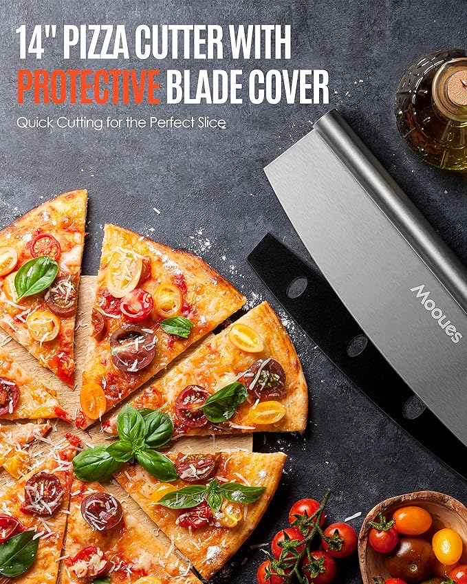 Pizza Peel Aluminum Pizza Spatula, Mooues 12 inch Metal Pizza Paddle(12"x 14")with Rocker Cutter Foldable Wood Handle, [Storage bag included], for Family Pizza Oven Baking Pizza, Dough, Bread & Pastry