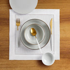 Solino Home Square Placemats Set of 4-100% Pure Linen White Cloth Placemats 14 x 14 Inch - Classic Hemstitch, Machine Washable Place Mats for Winter, New Year, Valentines, Holiday