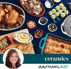 Rachael Ray Solid Glaze Ceramics Au Gratin Bakeware/Baker Set, Rectangular, 2 Piece, Red