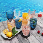 Fitz & Floyd Fitz and Floyd Trestle Highball Tumbler Cups, Set of 4, Blue
