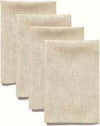 Solino Home Linen Cloth Napkins Set of 4-100% Pure Linen Champagne Beige Dinner Napkins 20 x 20 Inch for Holiday, New Year - Athena, Handcrafted and Machine Washable
