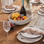 Placemats Set of 6 Oval – Woven Boho Farmhouse Table Mats for Dining Table for 6, Kitchen Decor, Washable and Handmade Rustic Table Accessories (16 * 12, Taupe Mix)