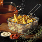 Moss & Stone 6 Pcs Copper Chef Cookware Non Stick Deep Frying Pan 9.5" x 3.5", Fry Basket, Steamer Rack, Dishwasher & Oven Safe, 5 Qt Deep Square Pot & Non Stick Pan, Induction Copper Cookware Set