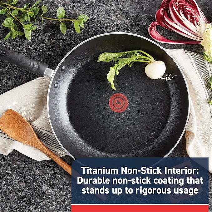 T-Fal Experience Nonstick Fry Pan 8 Inch, Induction Compatible, Oven Safe 400F, Cookware, Non Stick Frying Pan, Skillet, Cooking, Kitchen, Egg Pan, Pots and Pans, Home, Dishwasher Safe, Black