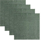 Solino Home Linen Square Placemats Set of 4 - Forest Green Placemats 14 x 14 Inch - 100% Pure Linen Table Mats for Winter, New Year - Athena