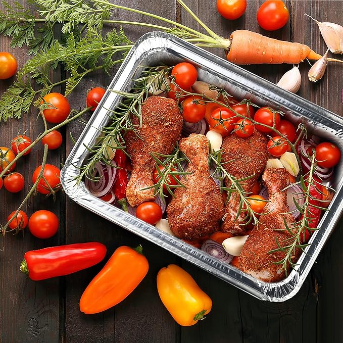 NYHI 30 Pcs Aluminum Pans 9x13 Disposable Baking Tin Foil Pan with Lids for Cooking Baking Takeout Containers for Leftovers Heavy Duty Foil Pans Freezer Container Catering Supplies