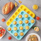 VRUIFA 2PCS Silicone Mini Muffin Pan, 24 Cups Nonstick Mini Cupcake Pan for Baking, BPA Free and Dishwasher Safe, Great for Making Muffin Cakes, Tart, Bread and Egg Bites
