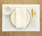 Solino Home Ivory Linen Napkins Set of 4-100% Pure Linen Hemstitch Dinner Napkins 20 x 20 Inch for Holiday, New Year - Classic Hemstitch
