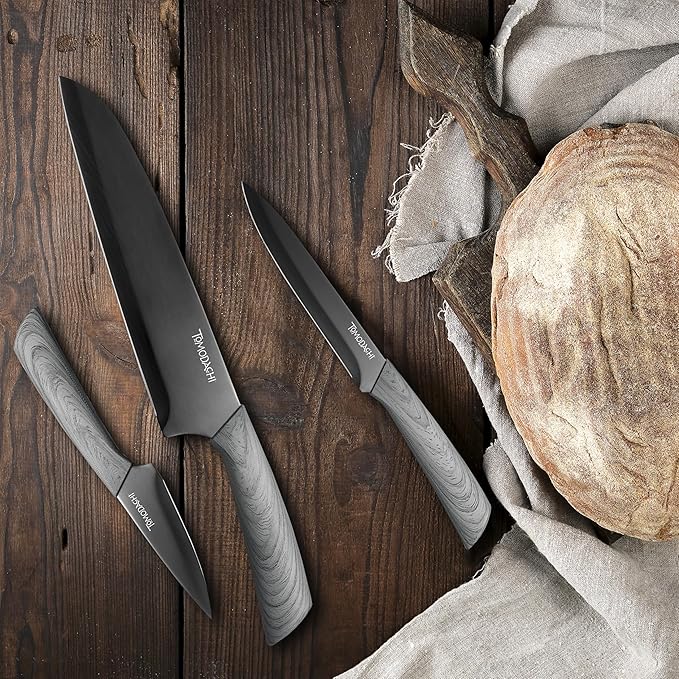 Hampton Forge Tomodachi HMC01A612C Raintree Ash – 3 Piece Knife Set with Matching Blade Guards