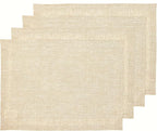 Solino Home Linen Cloth Placemats Set of 4-100% Pure Linen Champagne Beige Placemats 14 x 19 Inch for Holiday, New Year - Athena