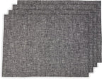 Solino Home Linen Placemats Set of 4-100% Pure Linen Chambray Black Cloth Placemats 14 x 19 Inch for Winter, Holiday - Athena