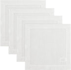 Solino Home Square Placemats Set of 4-100% Pure Linen White Cloth Placemats 14 x 14 Inch - Classic Hemstitch, Machine Washable Place Mats for Winter, New Year, Valentines, Holiday
