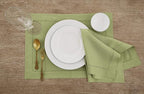 Solino Home Linen Napkins Set of 4 - Classic Hemstitch 100% Pure Linen Moss Green Dinner Napkins Cloth 20 x 20 Inch for Winter - Handcrafted and Machine Washable