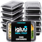 Igluu Meal Prep Containers Reusable (10 Pack) – Food Containers with Lids – Stackable, Microwave, Freezer & Dishwasher Safe – 28oz – 1 Compartment – BPA-Free