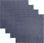 Solino Home Navy Blue Placemats Set of 4 - 100% Pure Linen Placemats 14 x 14 Inch for Winter - Fete