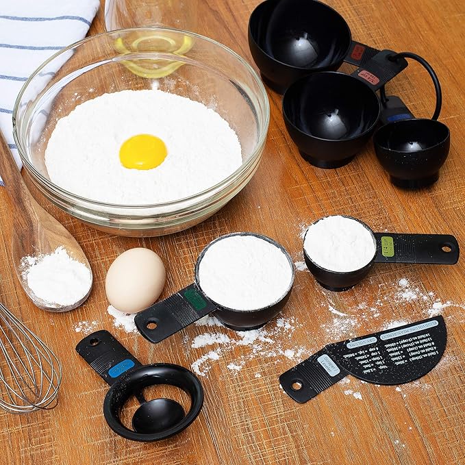 Fox Run 4838 Measuring Cup set with Egg Separator, Black, Medium (Pack of 2)