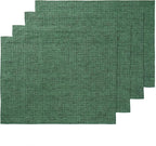 Solino Home Linen Placemats Set of 4 - Forest Green Placemats 14 x 19 Inch - 100% Pure Linen Table Mats for Winter, New Year - Athena