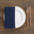 Solino Home Navy Blue Linen Napkins Set of 4-100% Pure Linen Hemstitch Dinner Napkins 20 x 20 Inch for Holiday, Winter, New Year - Classic Hemstitch