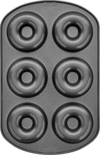 Wilton 6-Cavity Doughnut Baking Pan, Makes Individual Full-Sized 3 3/4" Donuts or Baked Treats, Non-Stick and Dishwasher Safe, Enjoy or Give as Gift, Metal (1 Pan)