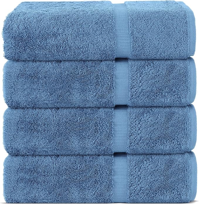Chakir Turkish Linens | Hotel & Spa Quality 100% Cotton Premium Turkish Towels | Soft & Absorbent (4-Piece Bath Towels, Wedgewood)