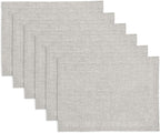 Solino Home Linen Placemats Set of 6 - Oyster Grey Placemats 14 x 19 Inch - 100% Pure Linen Table Mats - Athena