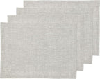 Solino Home Linen Placemats Set of 4-100% Pure Linen Oyster Grey Cloth Placemats 14 x 19 Inch for Holiday - Athena