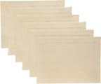 Solino Home Linen Cloth Placemats Set of 6-100% Pure Linen Hemstitch Beige Placemats 14 x 19 Inch - Classic Hemstitch Table Place Mats