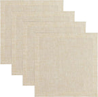 Solino Home Linen Square Placemats Set of 4 - Champagne Beige Placemats 14 x 14 Inch - 100% Pure Linen Table Mats for New Year - Athena