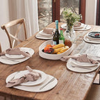 Placemats Set of 6 Oval – Woven Boho Farmhouse Table Mats for Dining Table for 6, Kitchen Decor, Washable and Handmade Rustic Table Accessories (Oval, Off White)